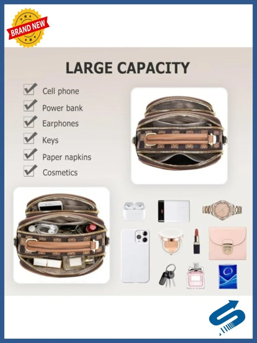 Retro Letter Print PU Leather Crossbody Satchel Handbag with Detachable Strap